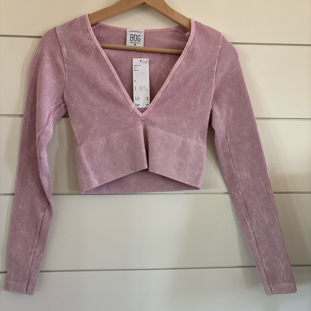 BDG Urban Outfitters Soft Pink Ribbed Long Sleeve NWT